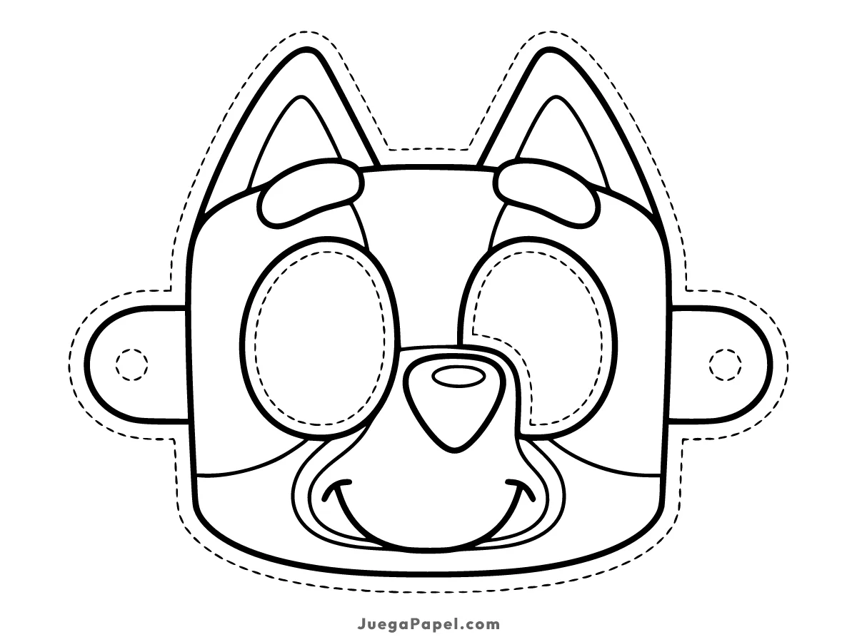 Careta recortable para imprimir, pintar y recortar de Bluey