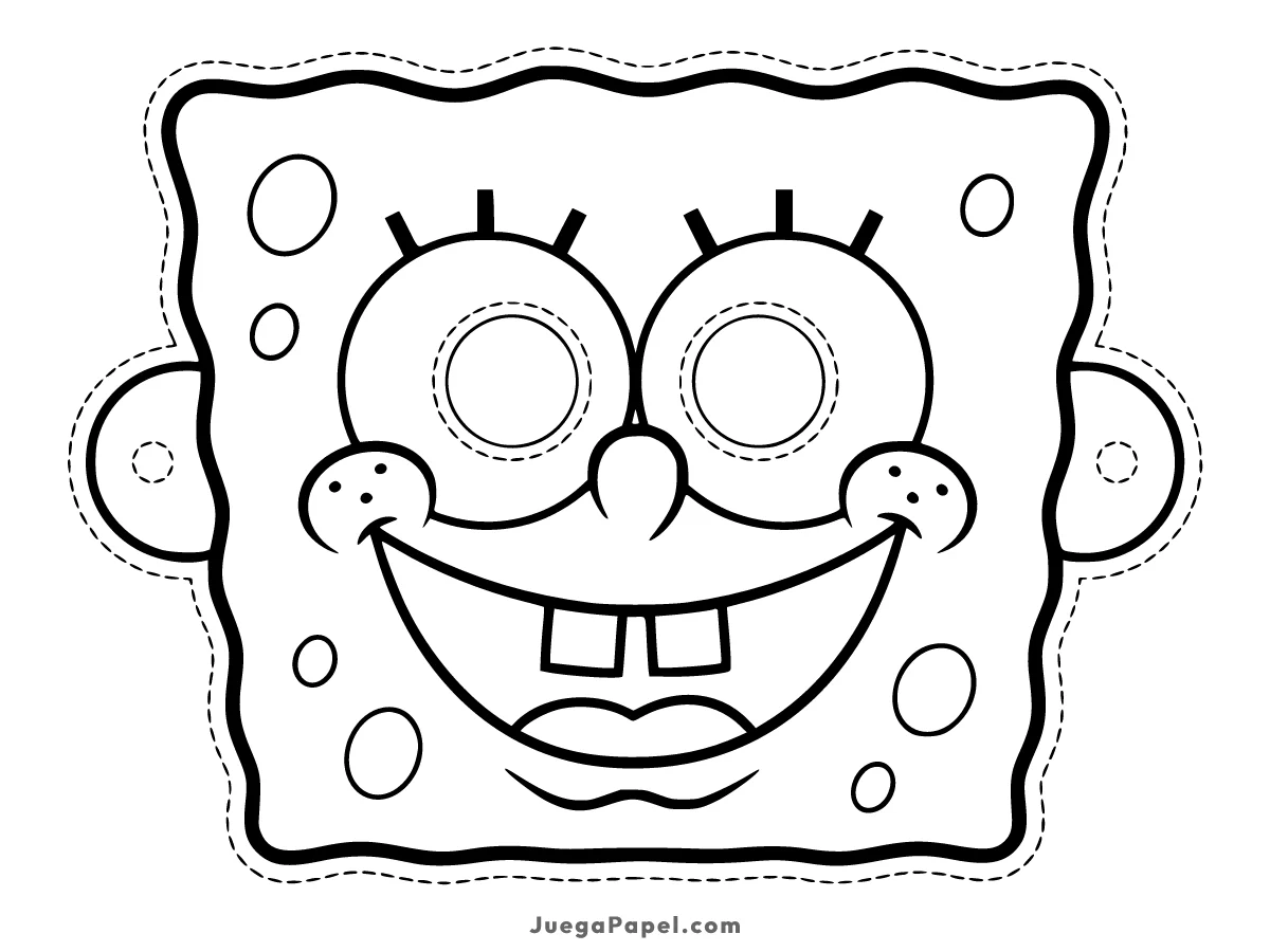 Careta recortable para imprimir, pintar y recortar de Bob Esponja