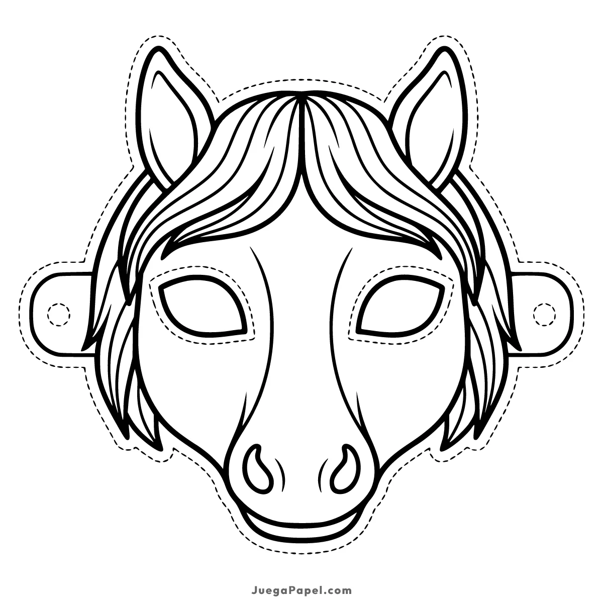 Careta recortable para imprimir, pintar y recortar de Caballo
