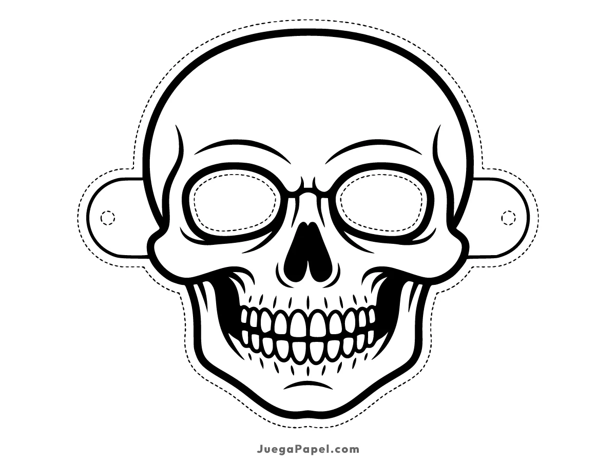 Careta recortable para imprimir, pintar y recortar de Calavera de Halloween Para Recortar