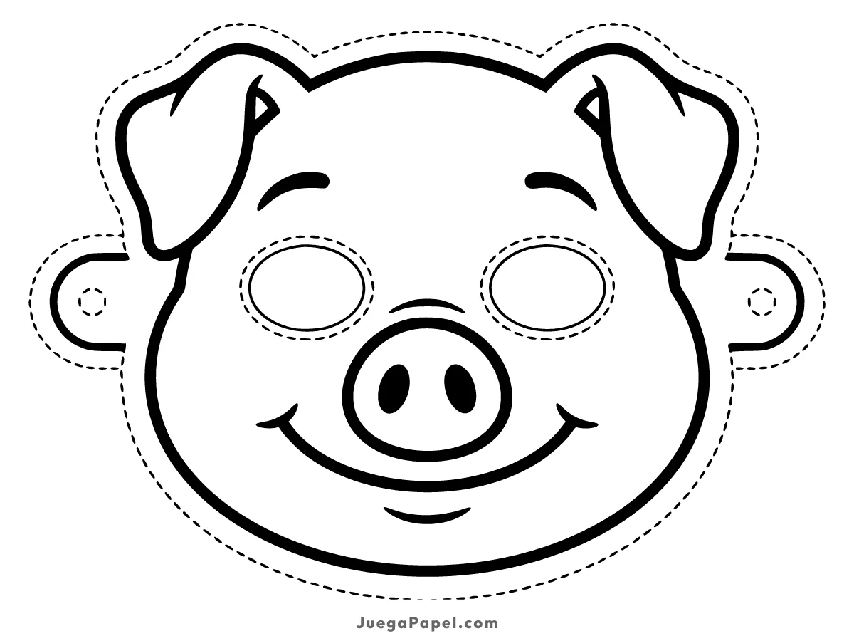 Careta recortable para imprimir, pintar y recortar de Cerdito