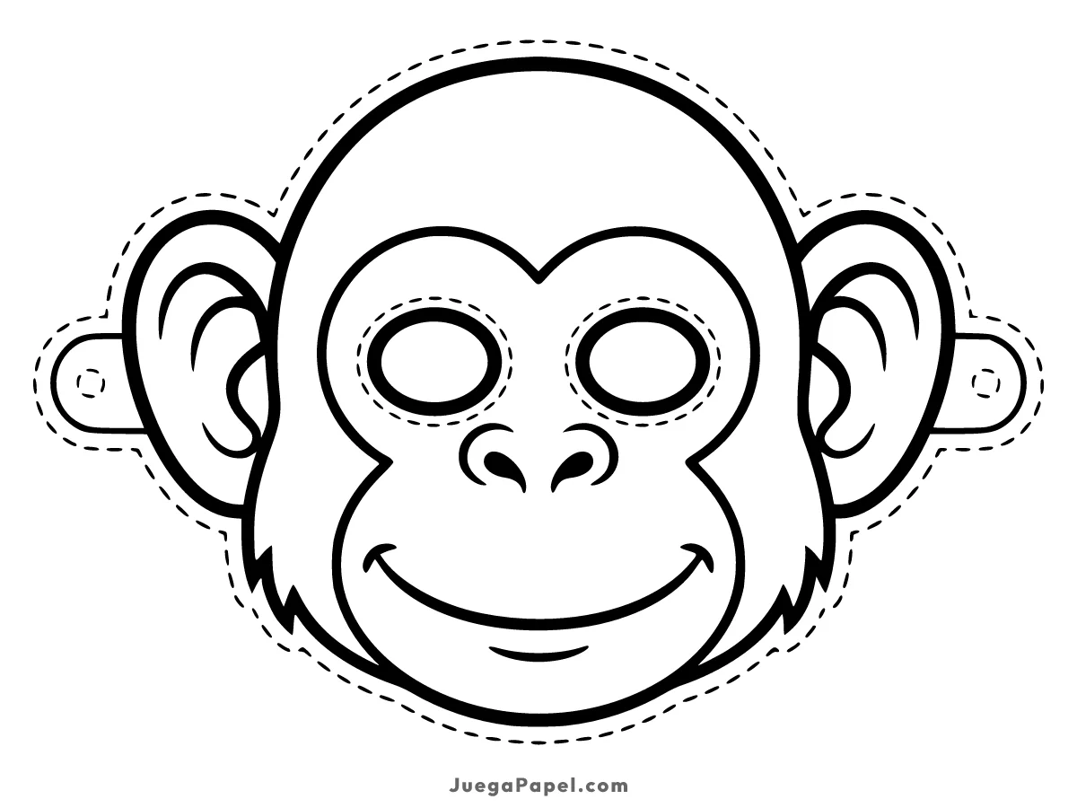 Careta recortable para imprimir, pintar y recortar de Chimpancé