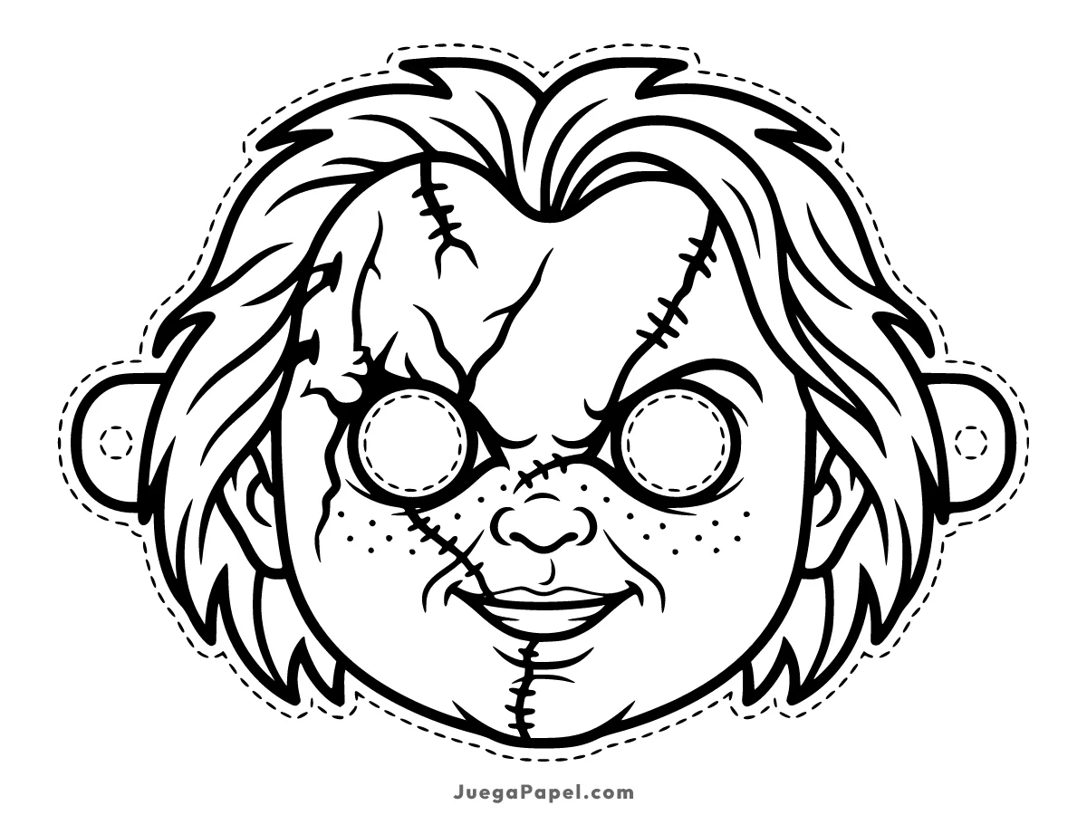 Careta recortable para imprimir, pintar y recortar de Chucky