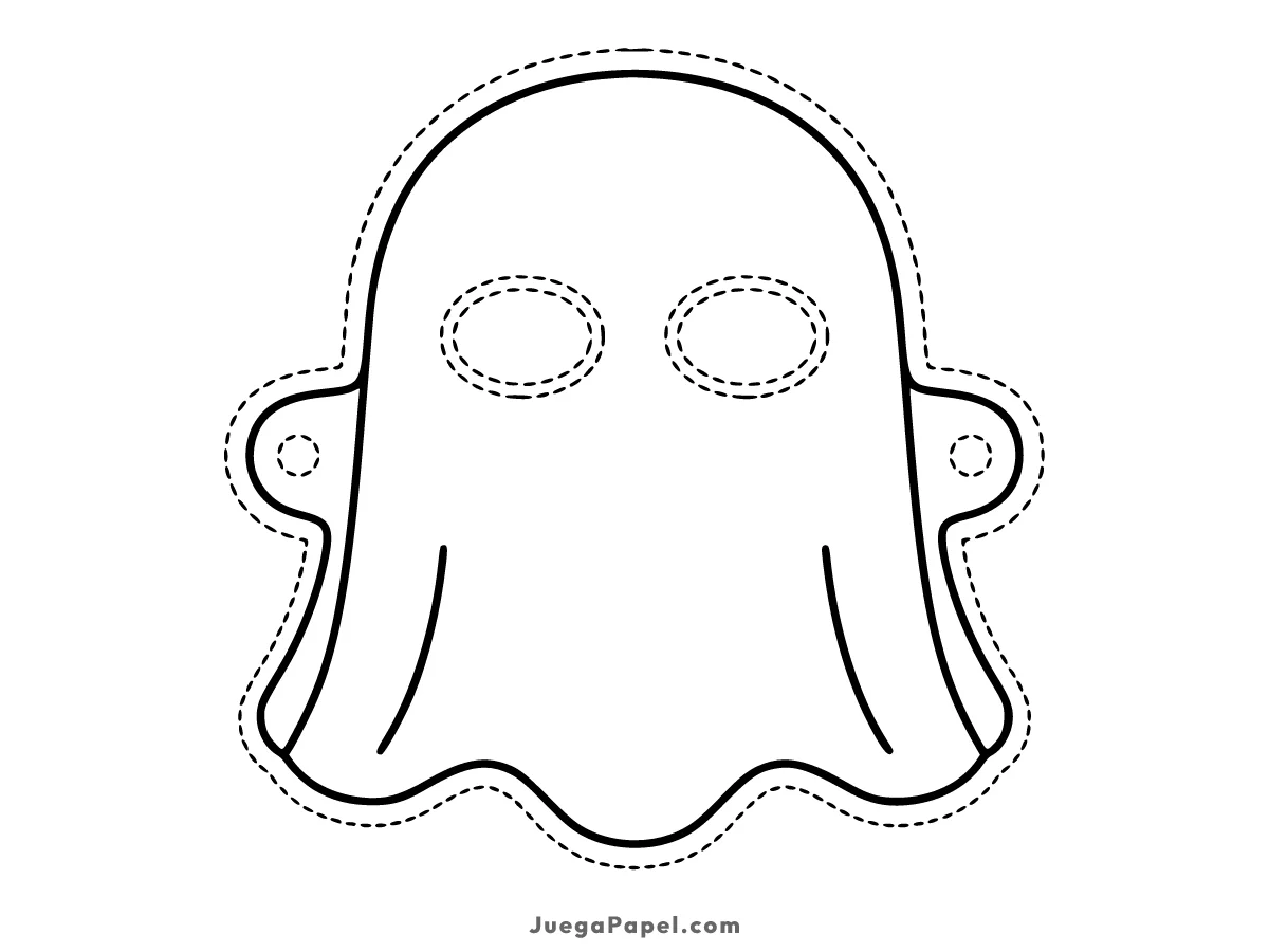 Careta recortable para imprimir, pintar y recortar de Fantasma Clásico Volador de Halloween