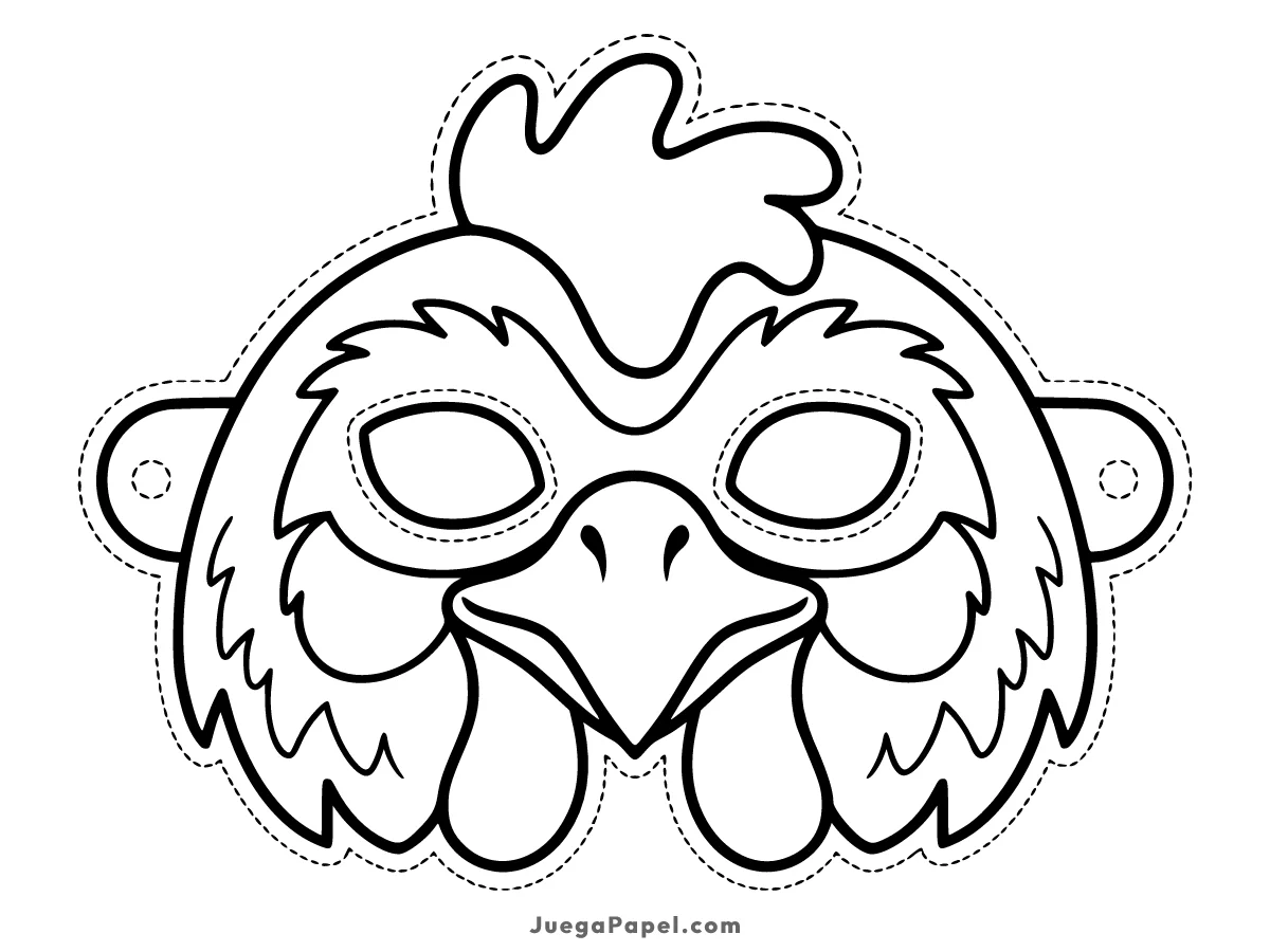 Careta recortable para imprimir, pintar y recortar de Gallo