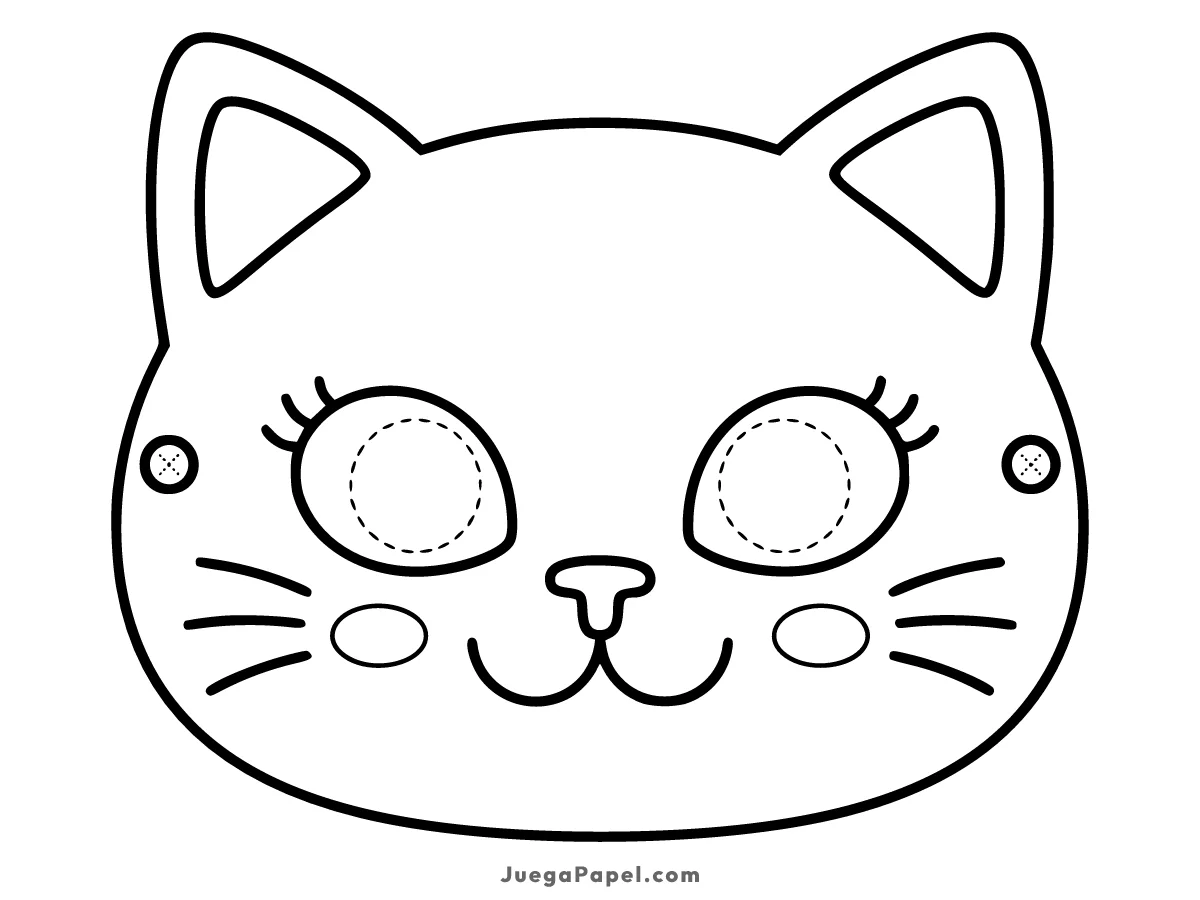 Careta recortable para imprimir, pintar y recortar de Gato