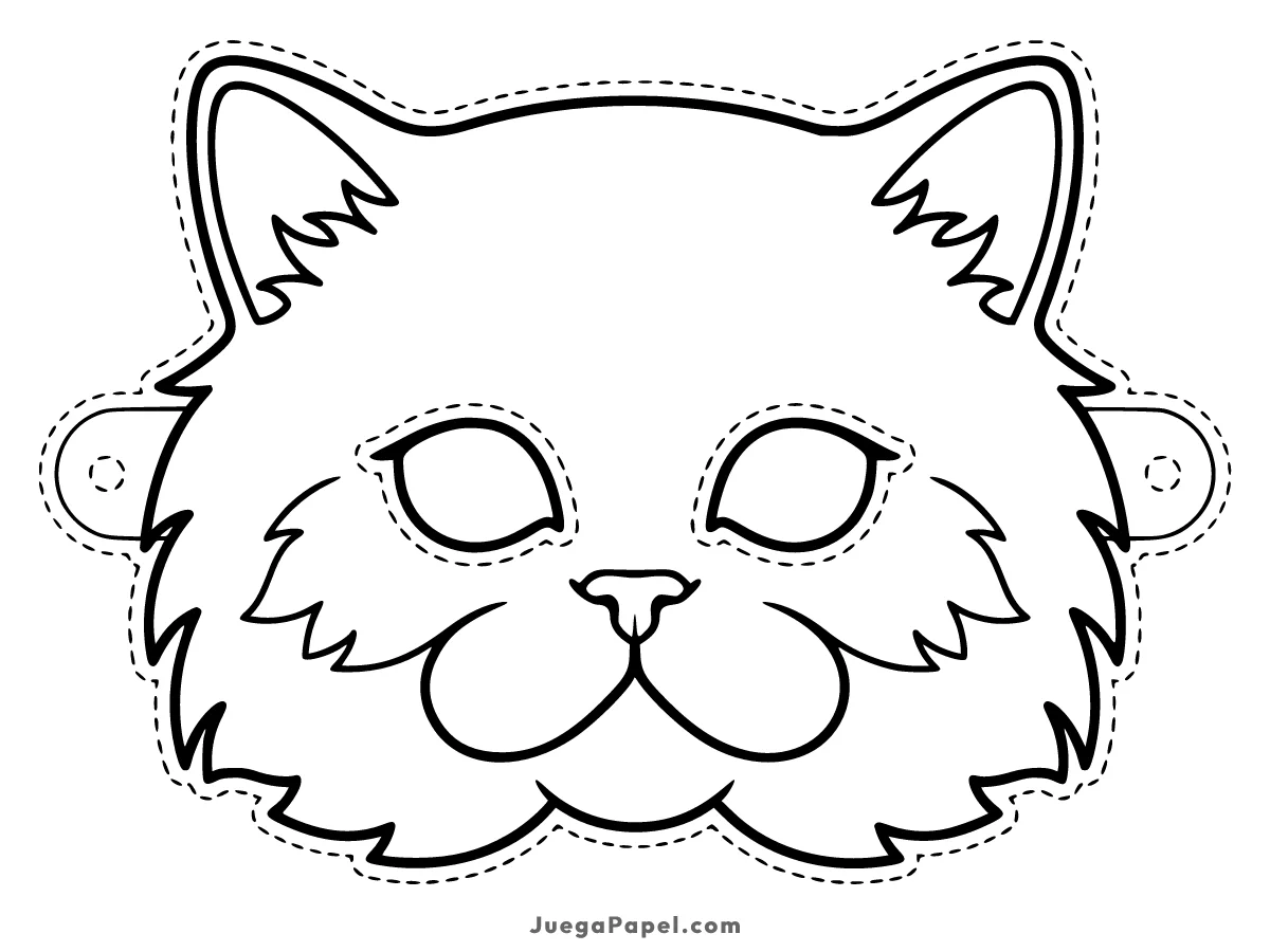 Careta recortable para imprimir, pintar y recortar de Gato Persa