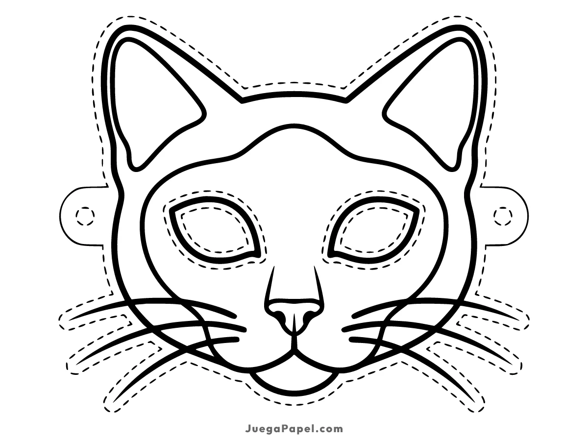 Careta recortable para imprimir, pintar y recortar de Gato Siamés