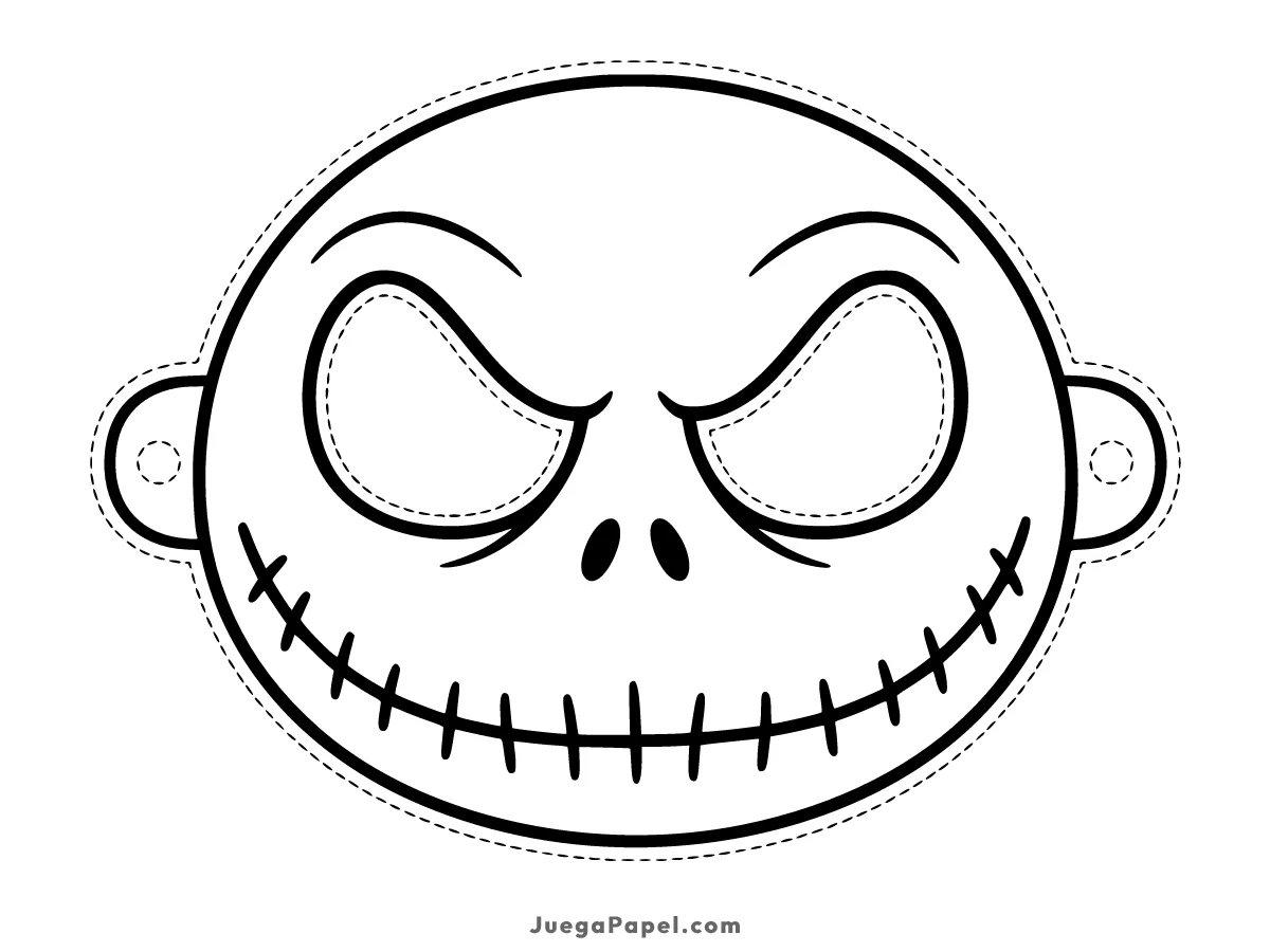 Careta recortable para imprimir, pintar y recortar de Jack Skellington de Pesadilla Antes de Navidad