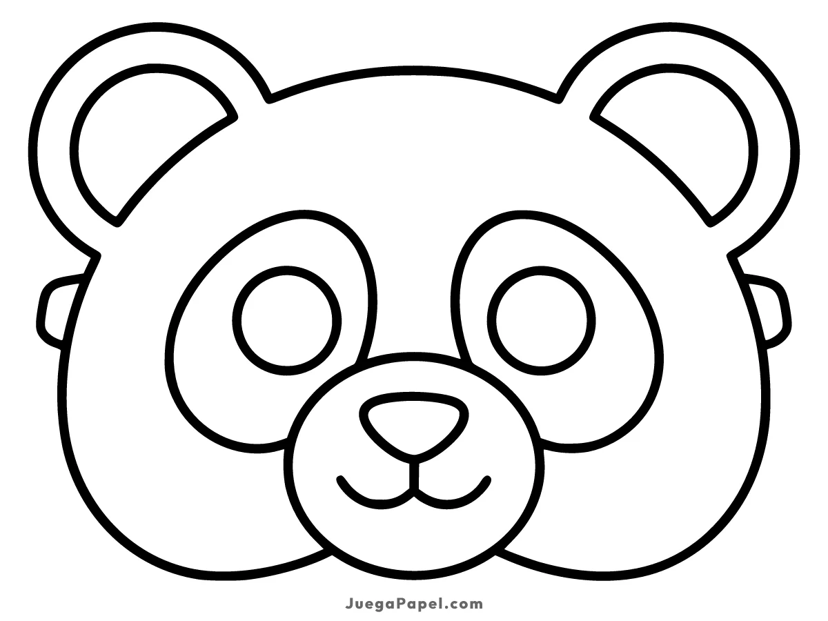 Careta recortable para imprimir, pintar y recortar de Oso Panda