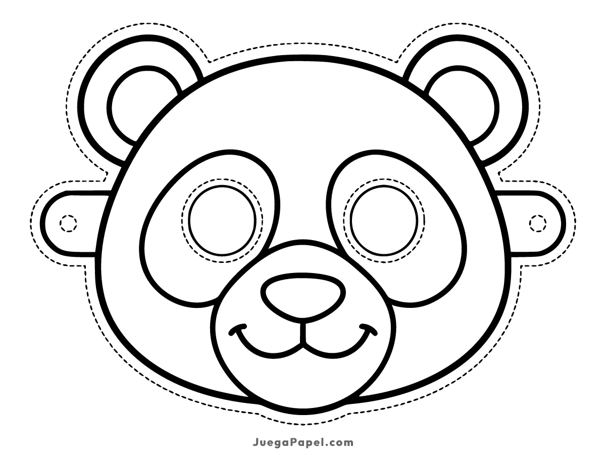 Careta recortable para imprimir, pintar y recortar de Oso Panda