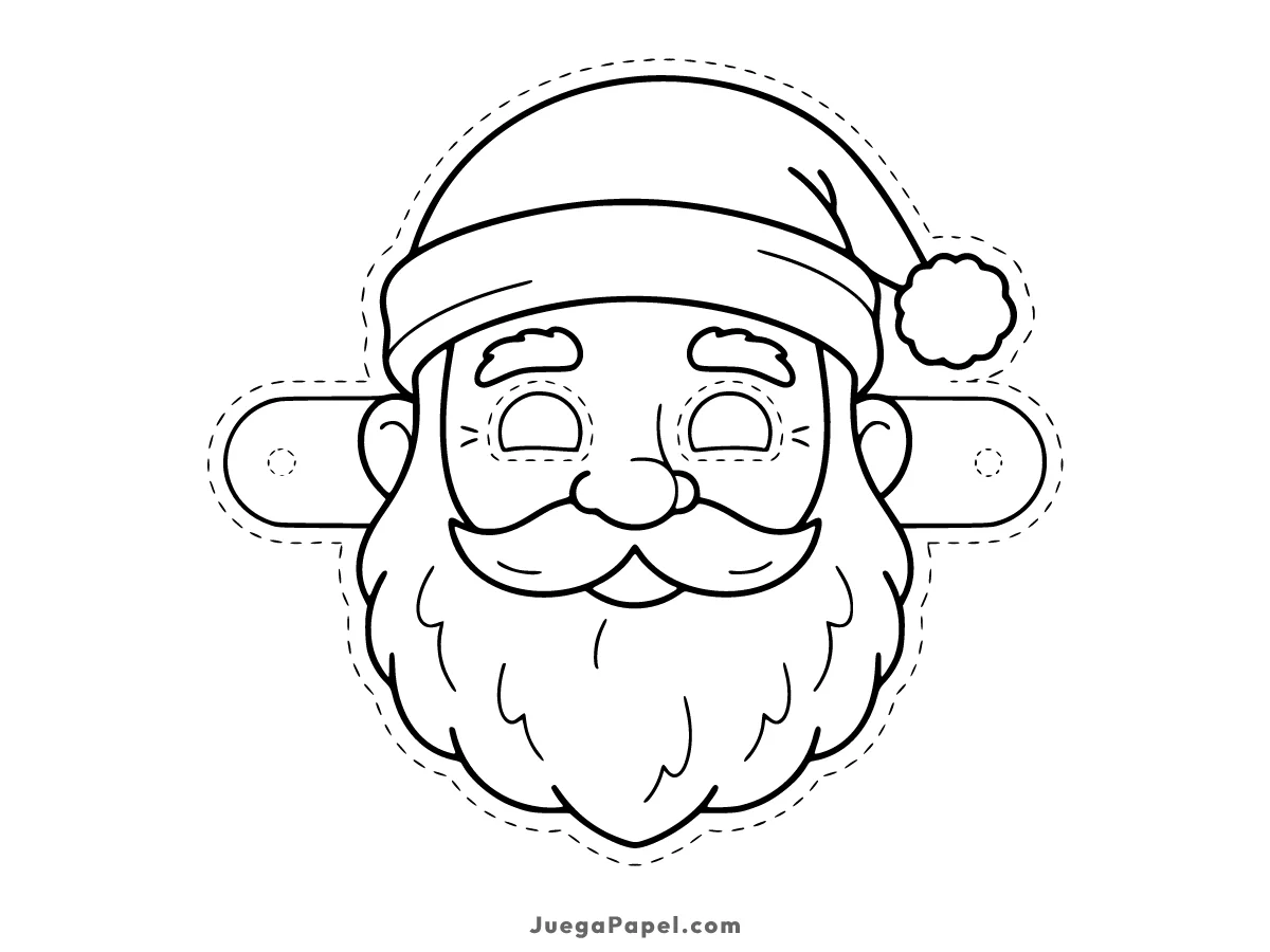 Careta recortable para imprimir, pintar y recortar de Papá Noel