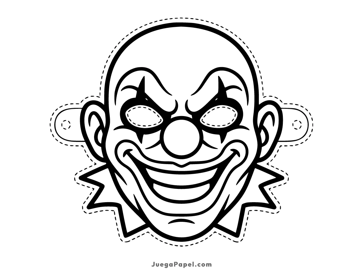Careta recortable para imprimir, pintar y recortar de Payaso Asesino