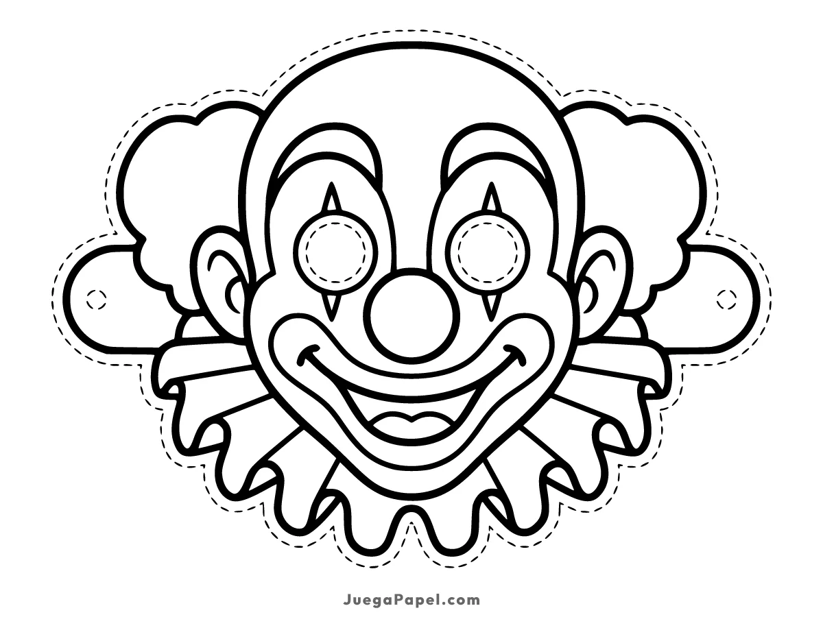 Careta recortable para imprimir, pintar y recortar de Payaso