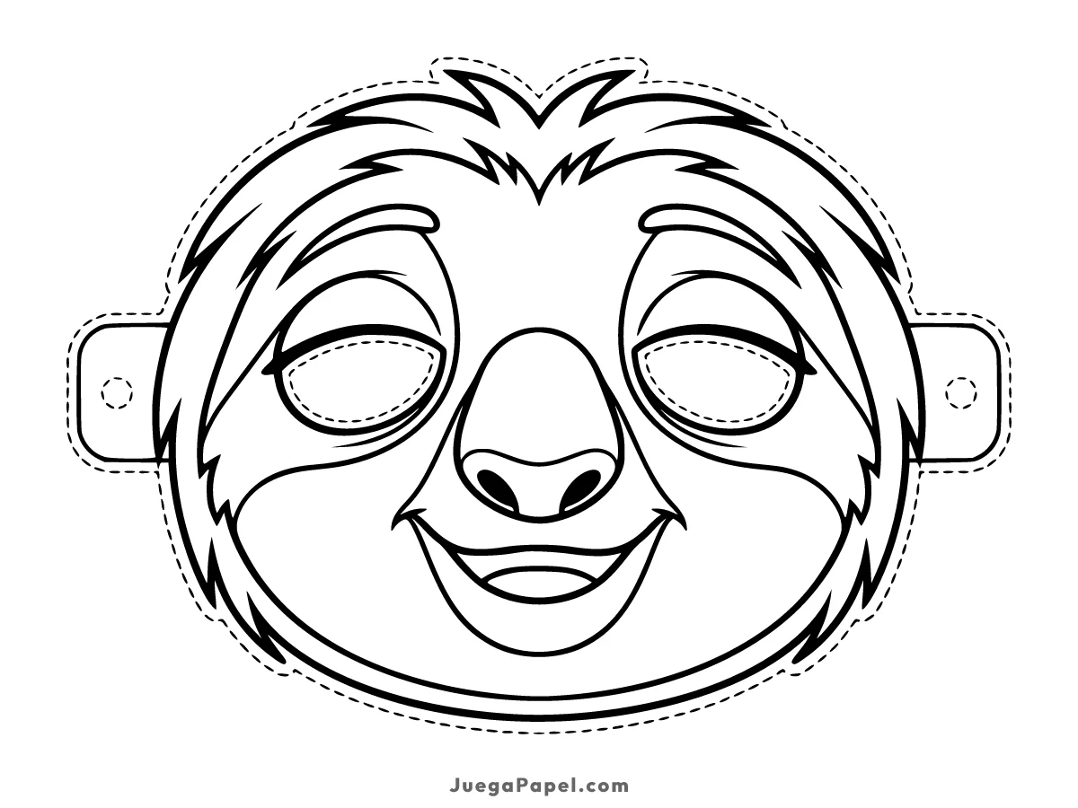 Careta recortable para imprimir, pintar y recortar de Perezoso Zootropolis