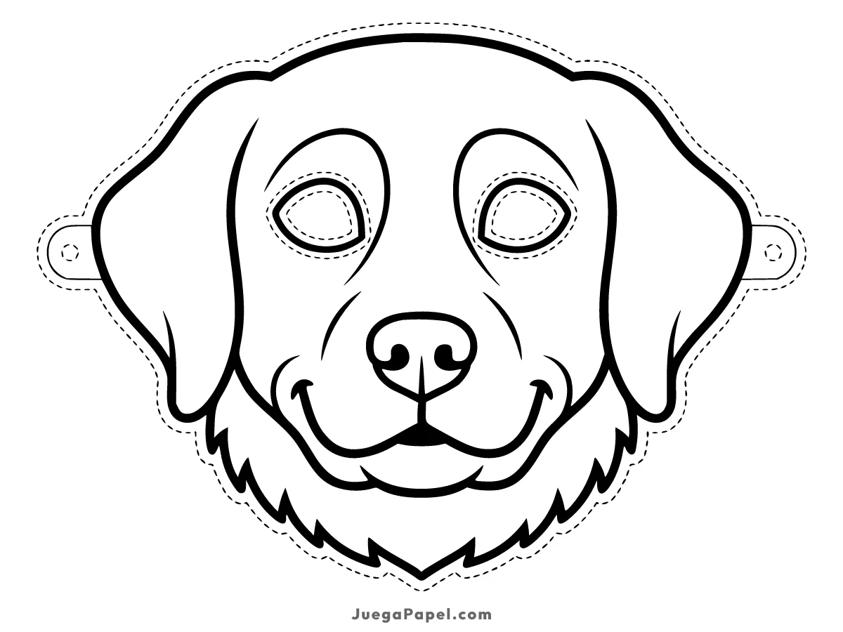 Careta recortable para imprimir, pintar y recortar de Perro Golden Retriever