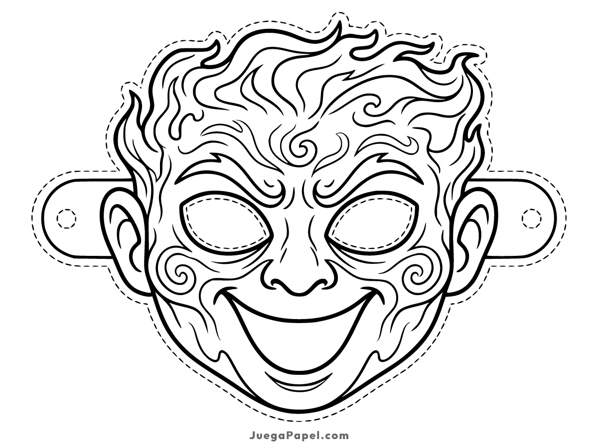 Careta recortable para imprimir, pintar y recortar de Poltergeist Sonriente