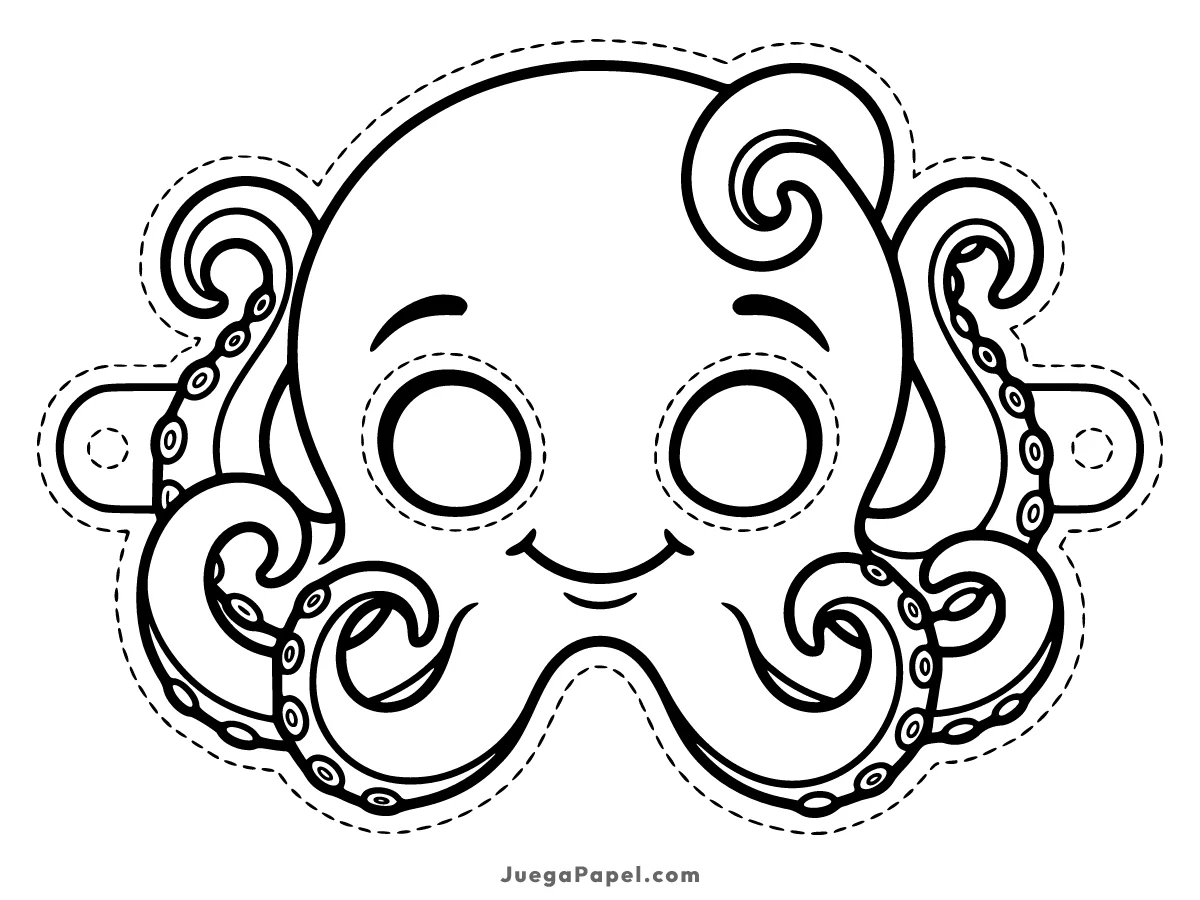 Careta recortable para imprimir, pintar y recortar de Pulpo