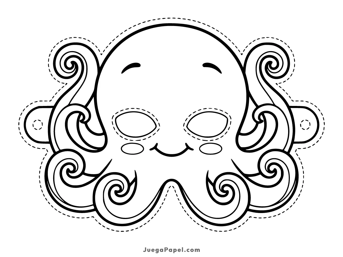Careta recortable para imprimir, pintar y recortar de Pulpo