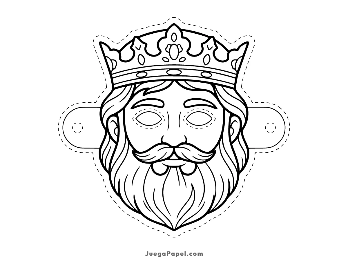 Careta recortable para imprimir, pintar y recortar de Rey Mago Melchor