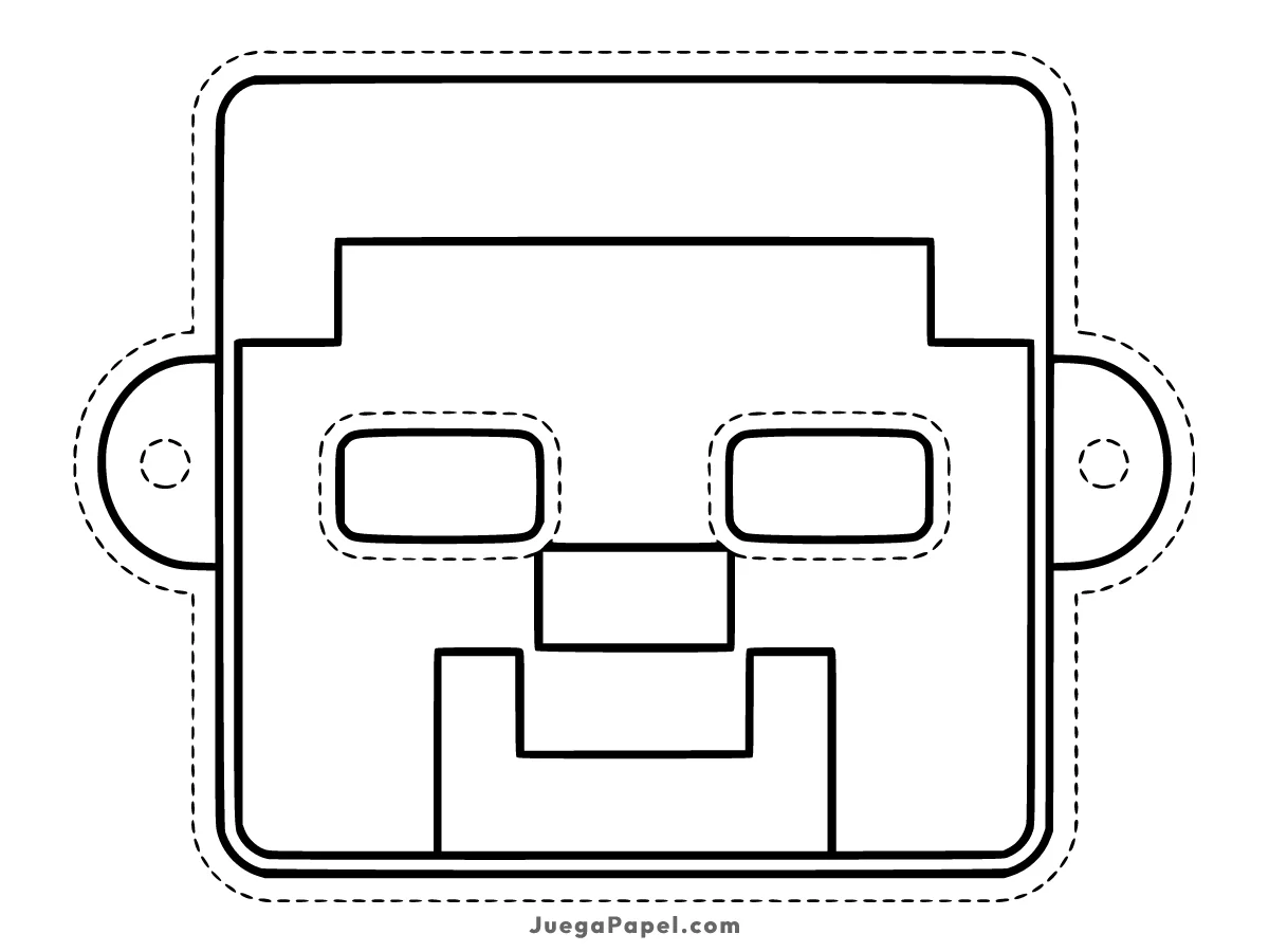 Careta recortable para imprimir, pintar y recortar de Steve Minecraft