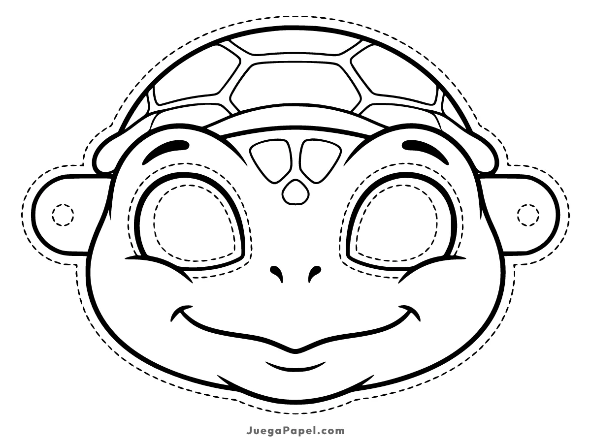 Careta recortable para imprimir, pintar y recortar de Tortuga Marina