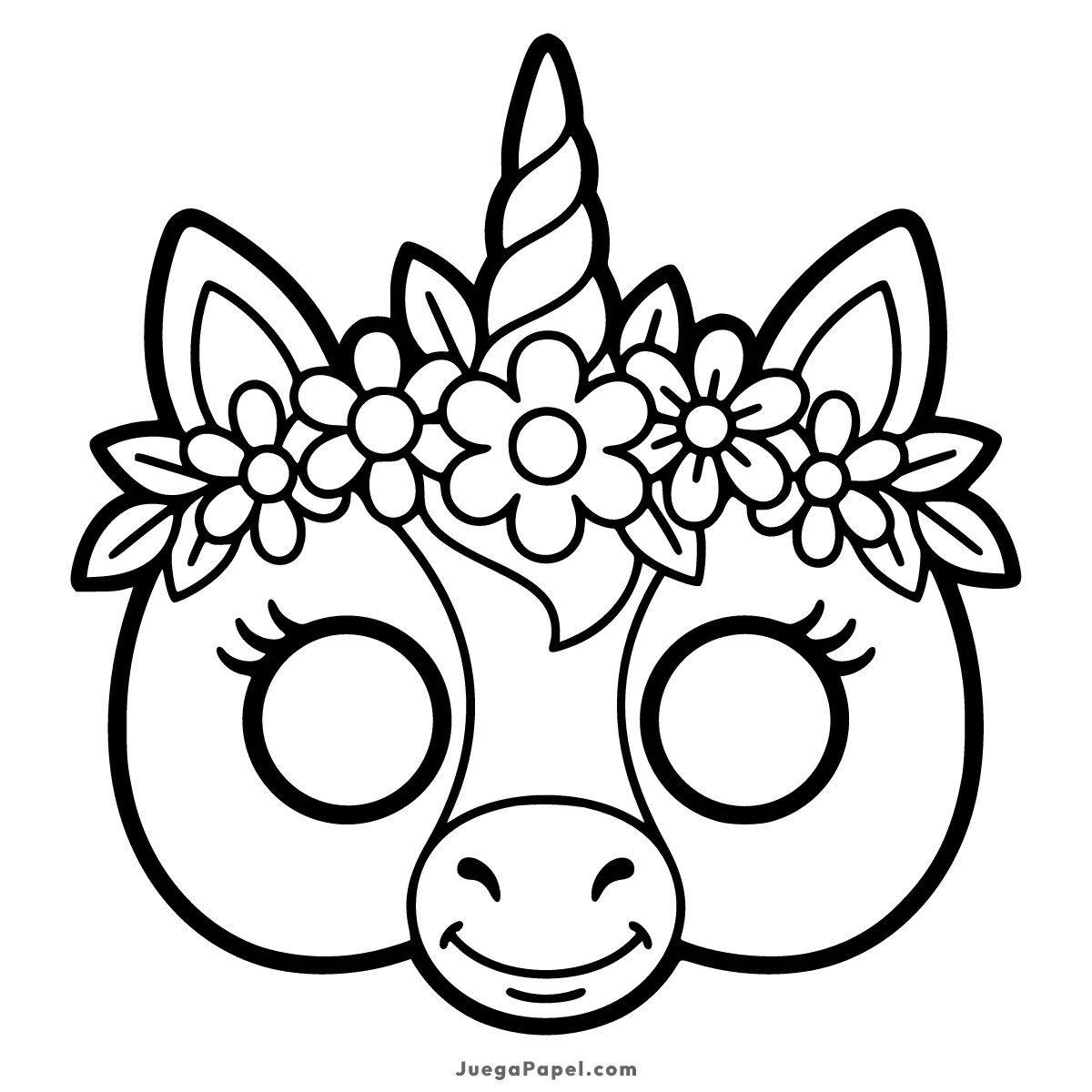 Careta recortable para imprimir, pintar y recortar de Unicornio