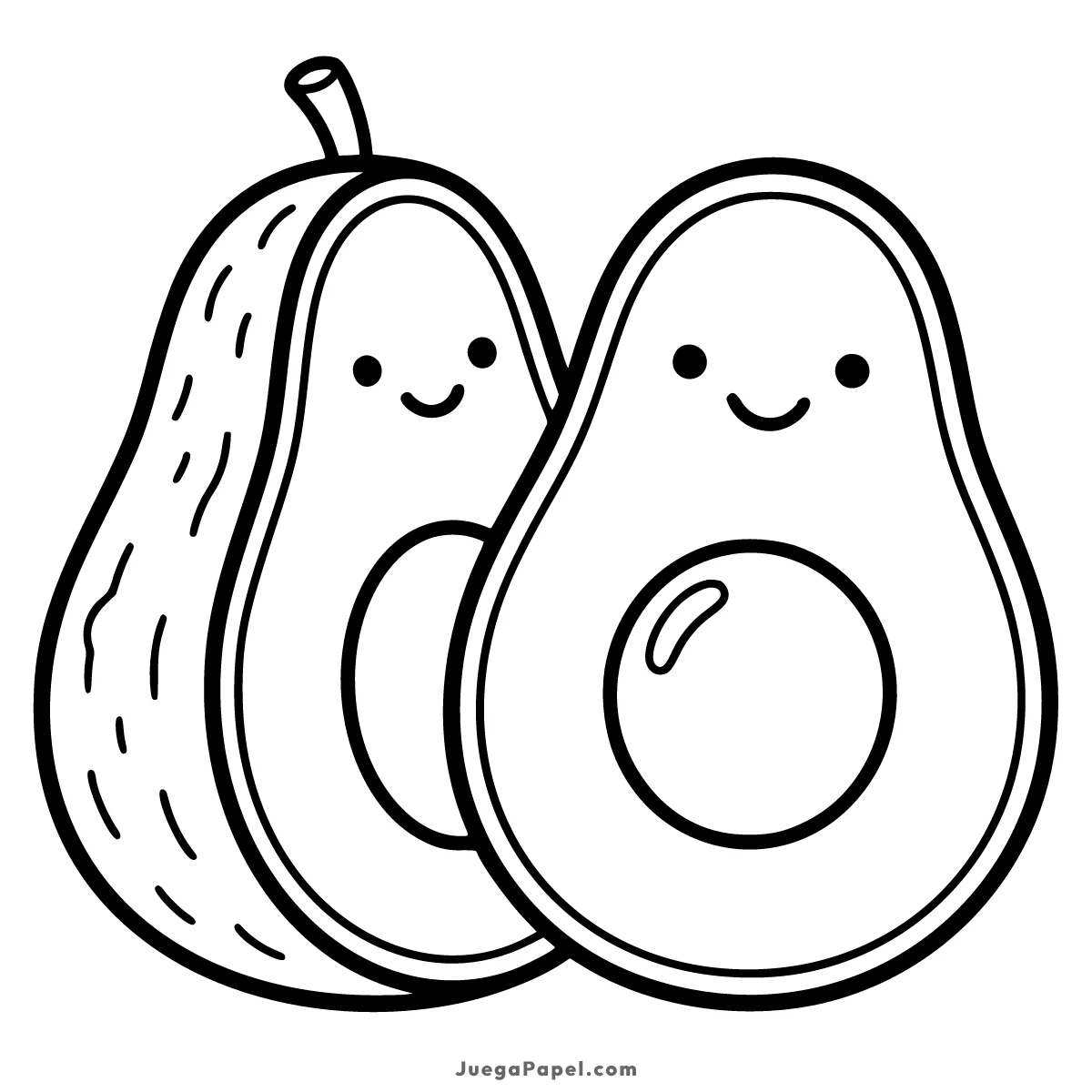 Dibujo para colorear e imprimir de Aguacates Tiernos y Sonrientes