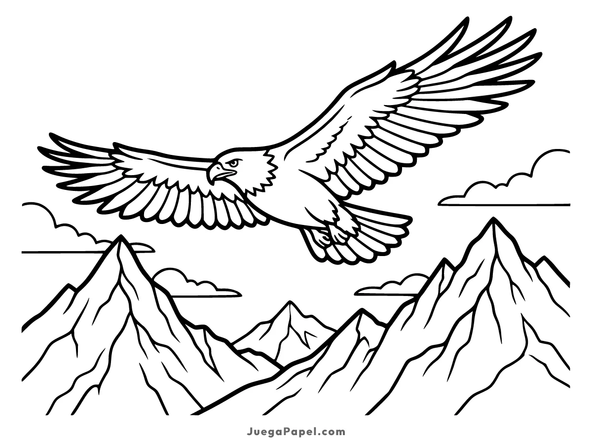 Dibujo para colorear e imprimir de Águila Real Volando