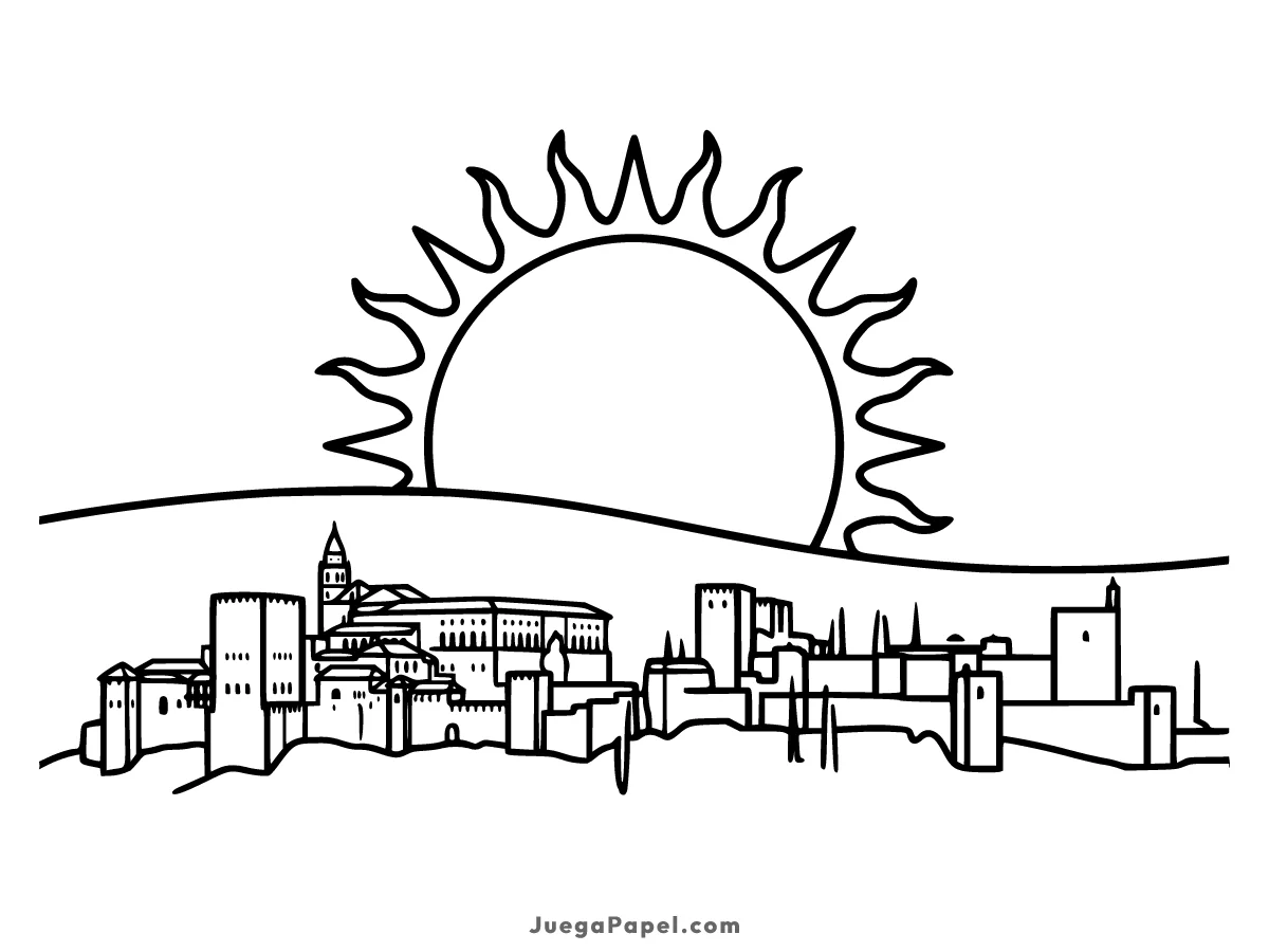 Dibujo para colorear e imprimir de Alhambra Bajo el Eclipse Solar