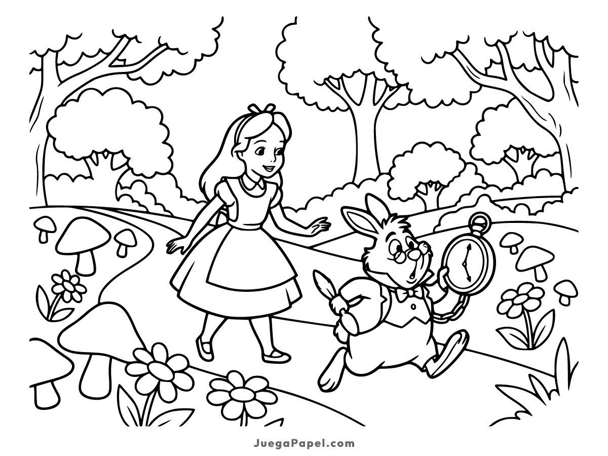 Dibujo para colorear e imprimir de Alicia en el País