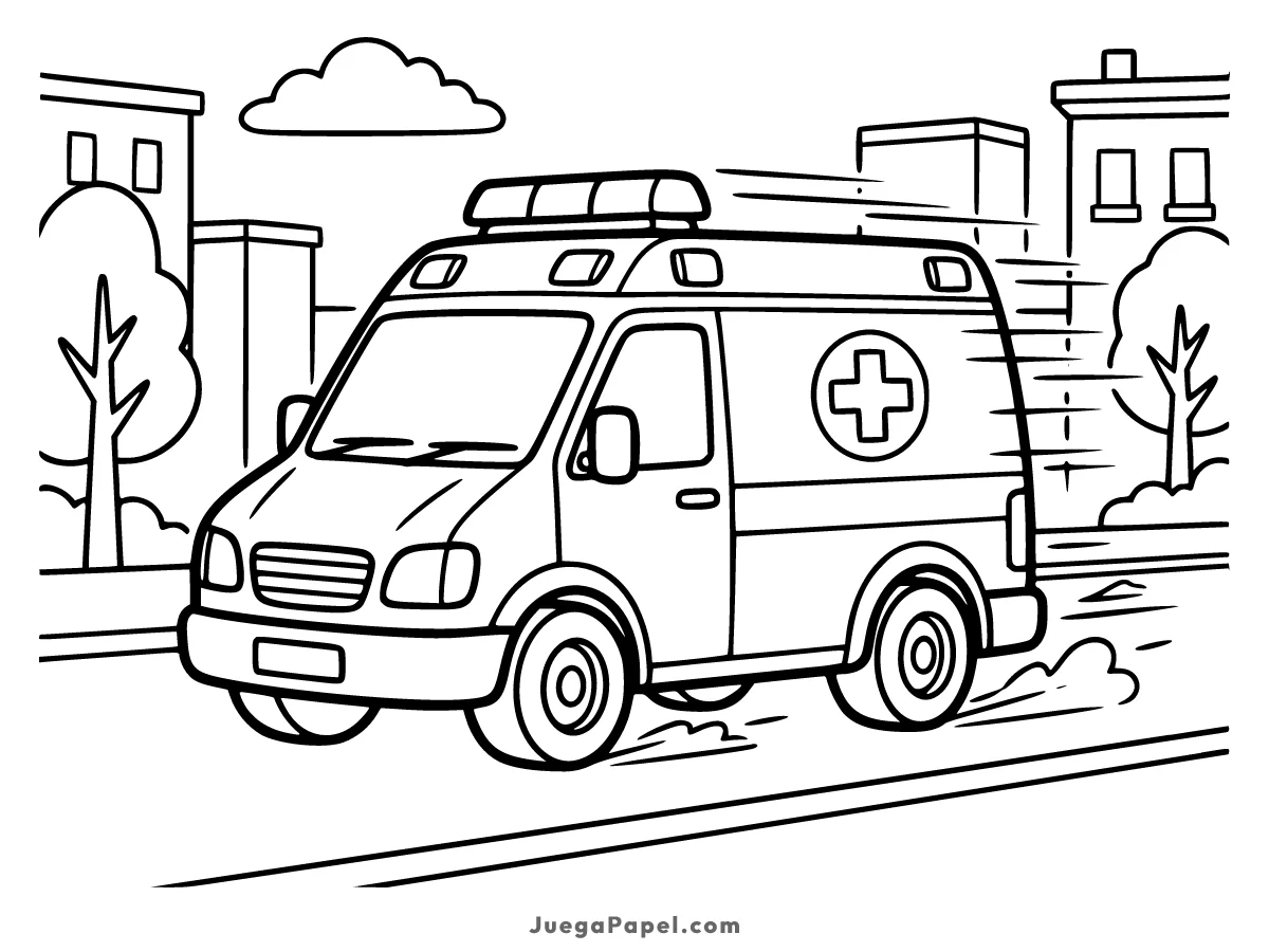 Dibujo para colorear e imprimir de Ambulancia