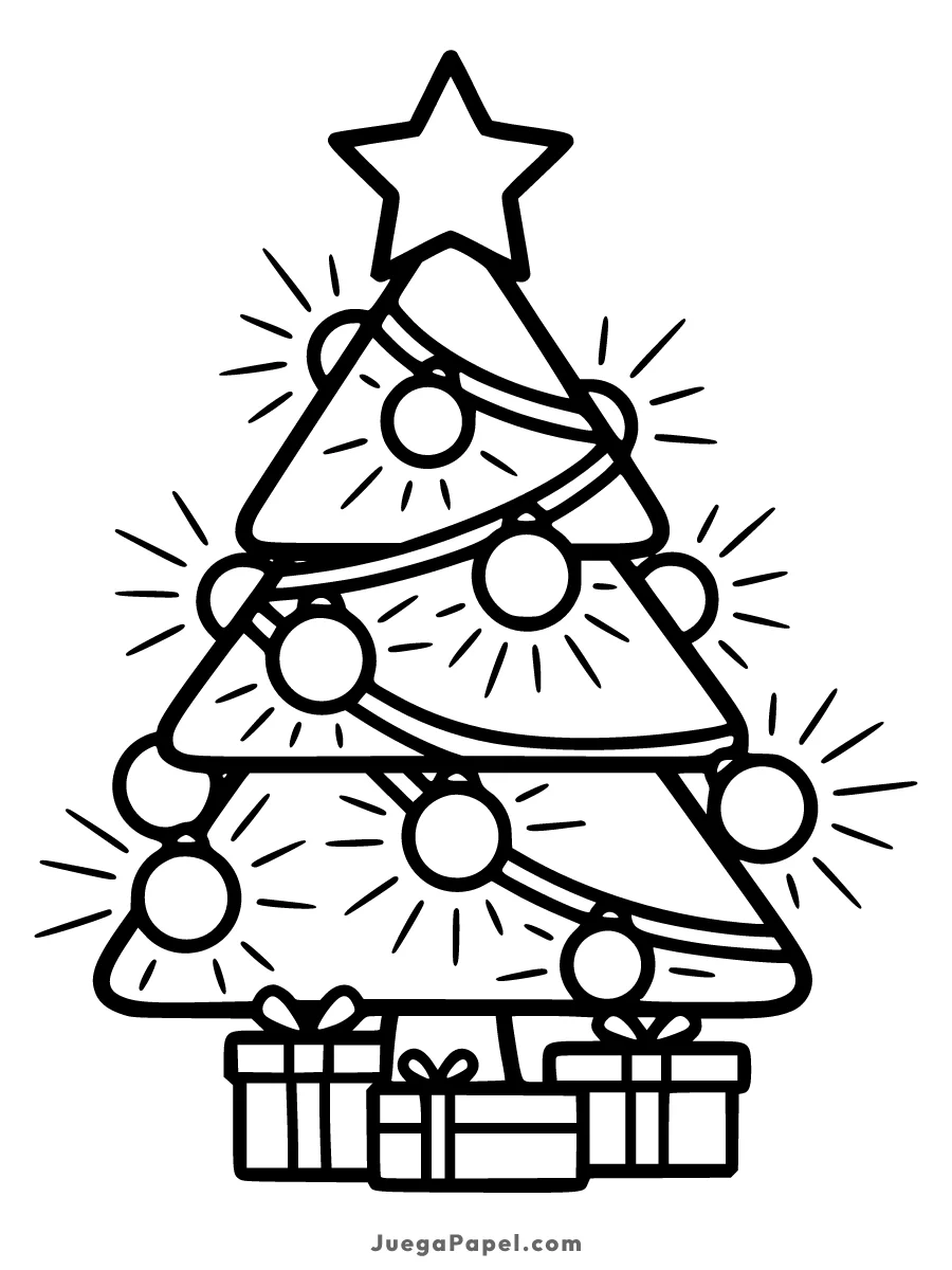 Dibujo para colorear e imprimir de Árbol de Navidad Brillante