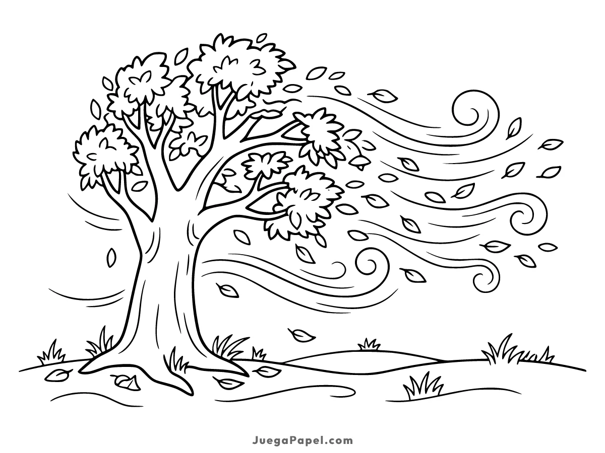 Dibujo para colorear e imprimir de Árbol Perdiendo Hojas