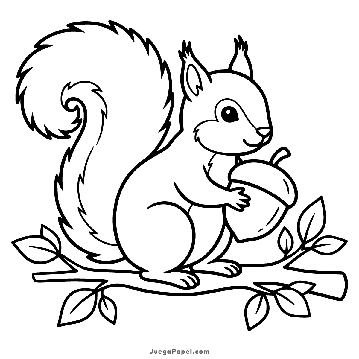 Dibujo para colorear e imprimir de Ardilla con Bellota