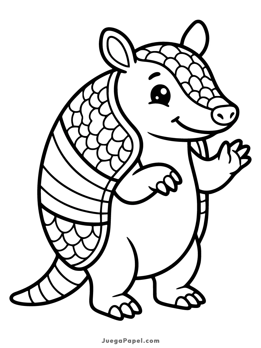 Dibujo para colorear e imprimir de Armadillo tierno y sonriente