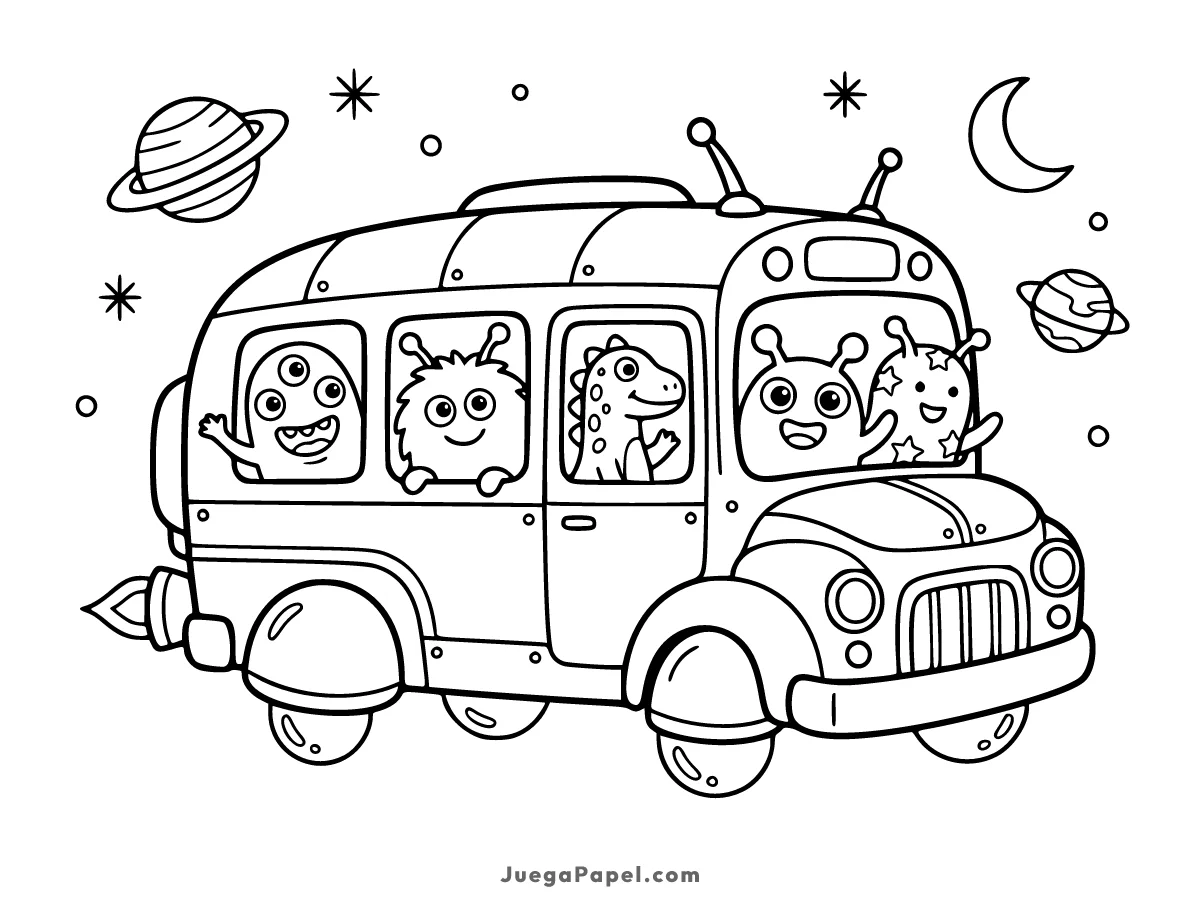 Dibujo para colorear e imprimir de Autobús Espacial