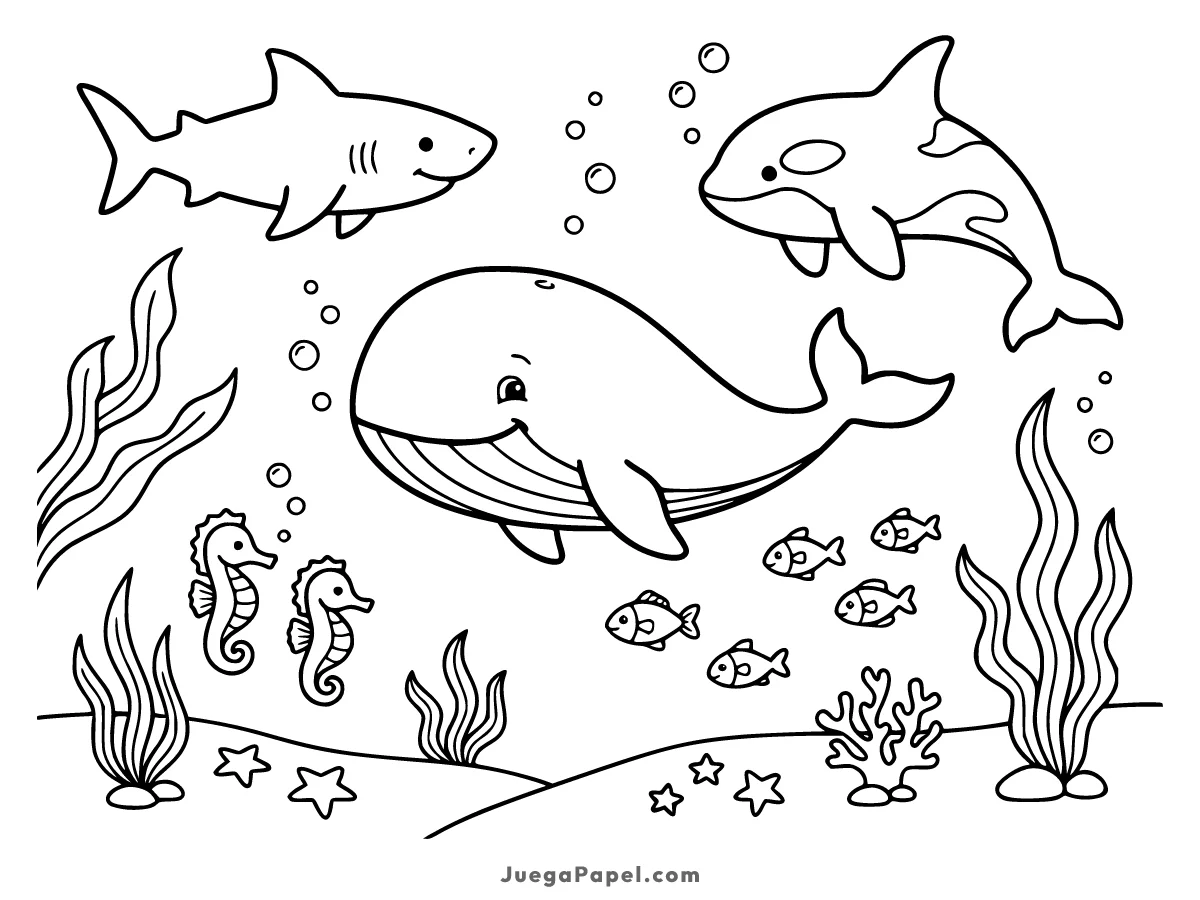 Dibujo para colorear e imprimir de Aventuras Divertidas bajo el Mar