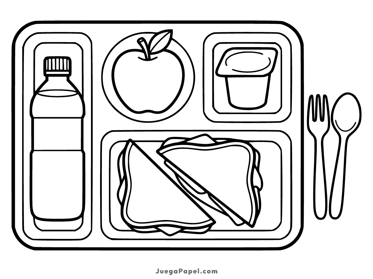 Dibujo para colorear e imprimir de Bandeja Del Comedor Escolar