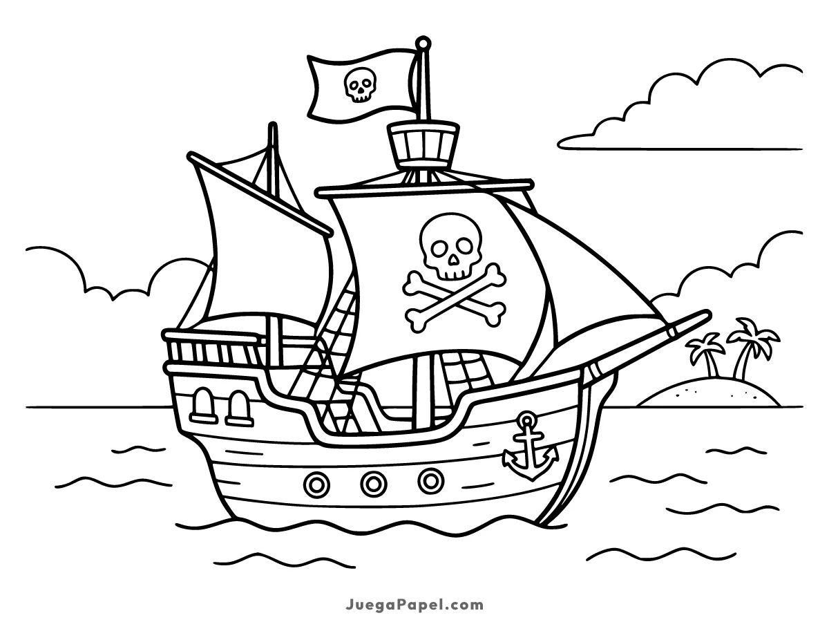 Dibujo para colorear e imprimir de Barco Pirata
