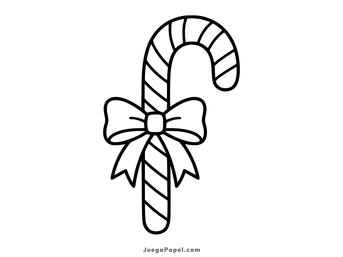 Dibujo para colorear e imprimir de Bastón de Caramelo Navideño Con Lazo