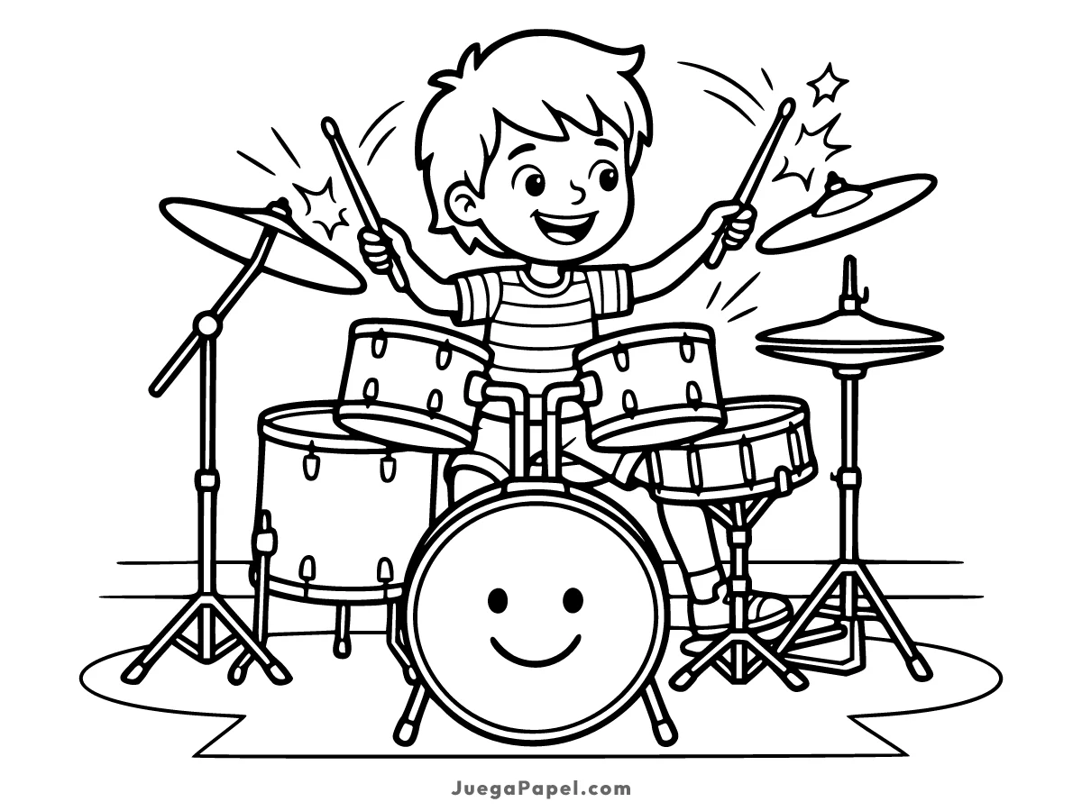 Dibujo para colorear e imprimir de Baterista