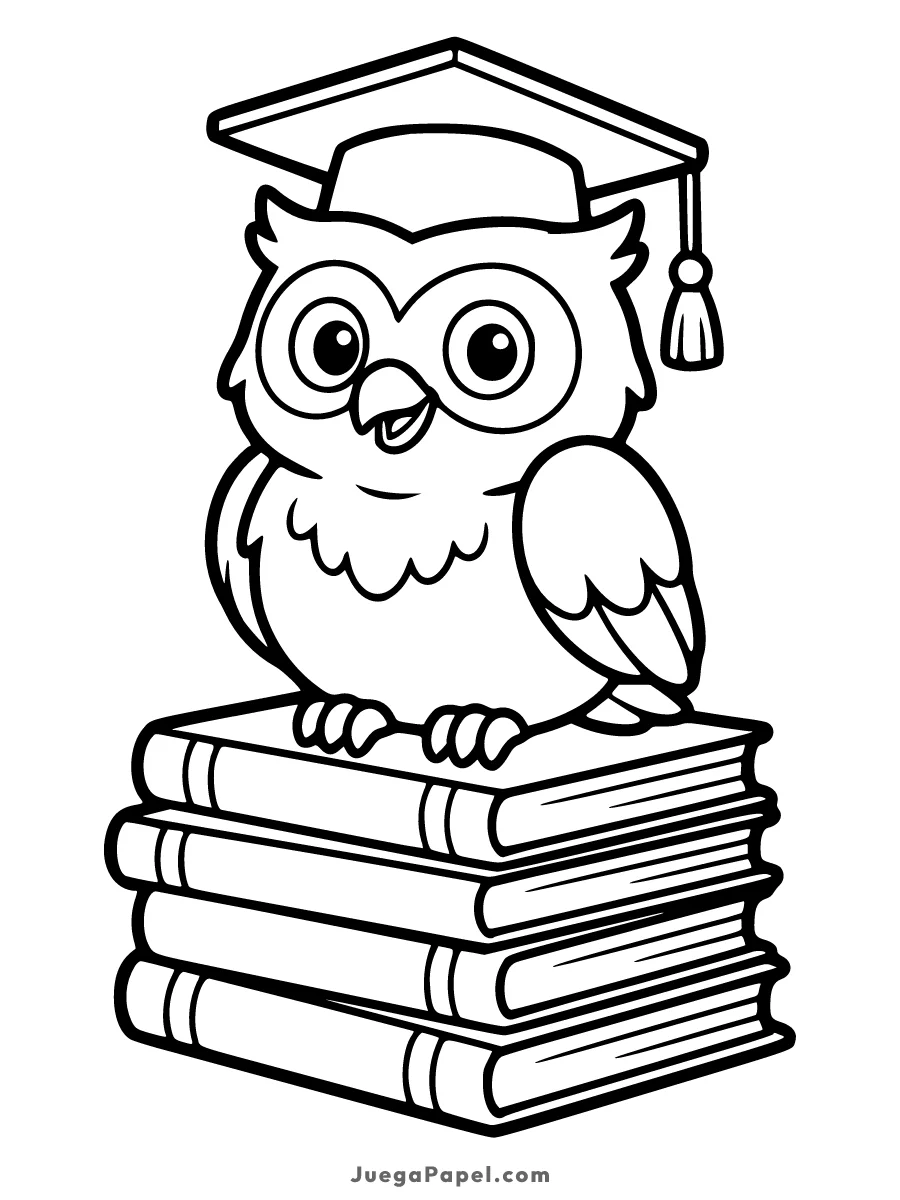Dibujo para colorear e imprimir de Búho Graduado