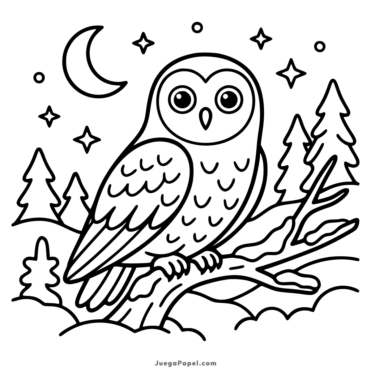 Dibujo para colorear e imprimir de Búho Nocturno