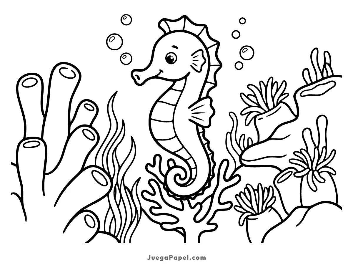 Dibujo para colorear e imprimir de Caballito de Mar