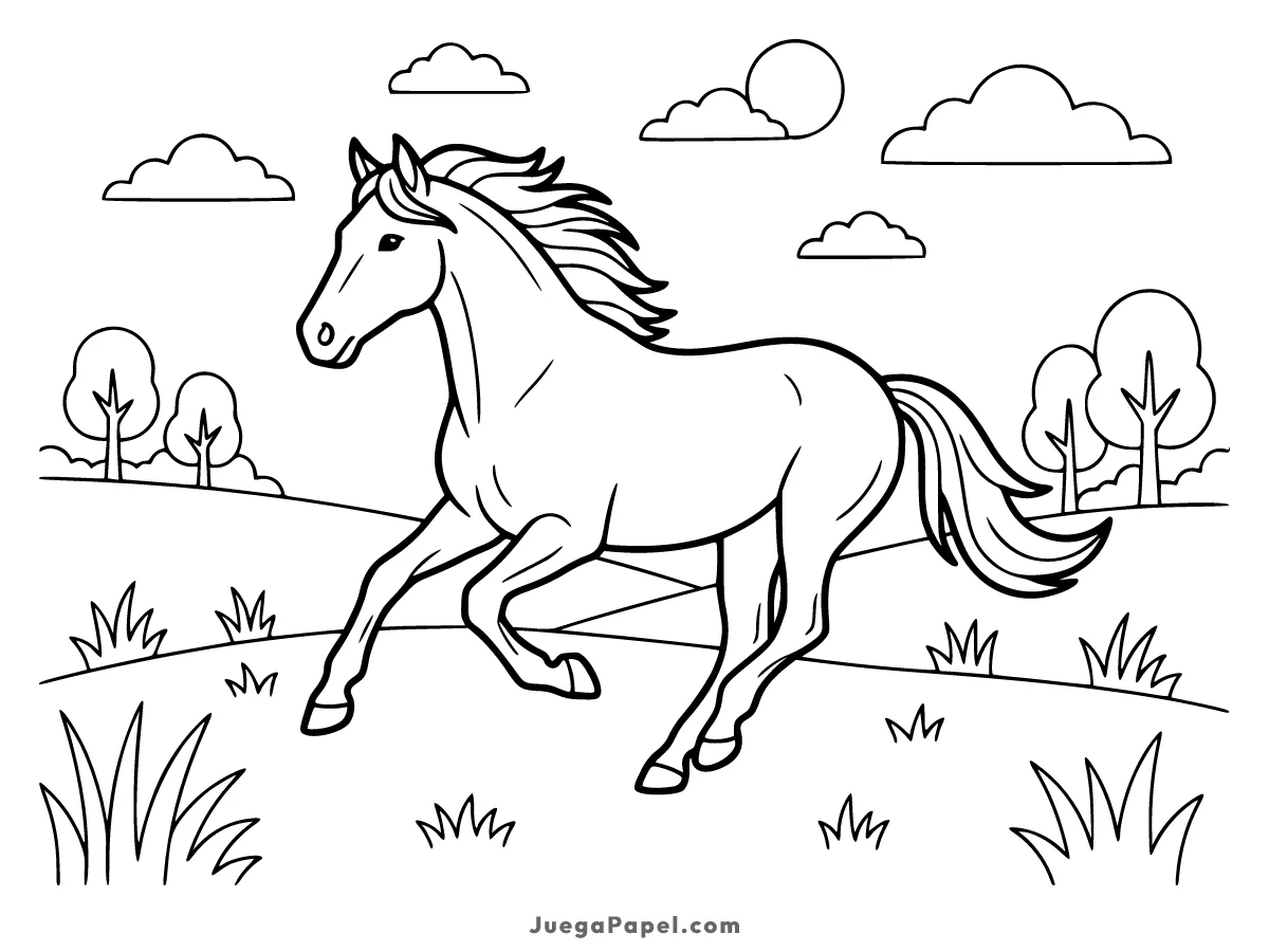 Dibujo para colorear e imprimir de Caballo Galopando