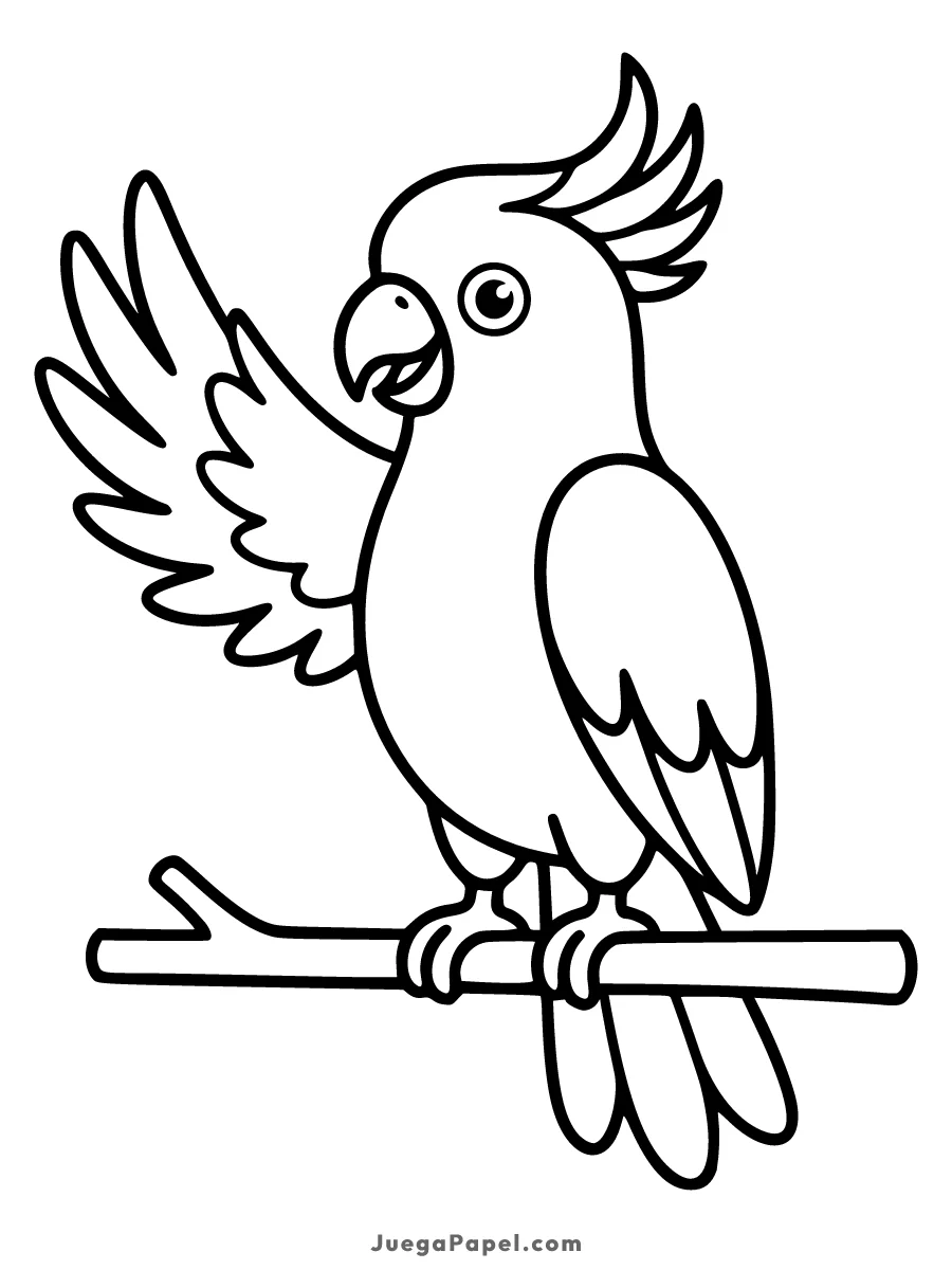 Dibujo para colorear e imprimir de Cacatúa Saludando