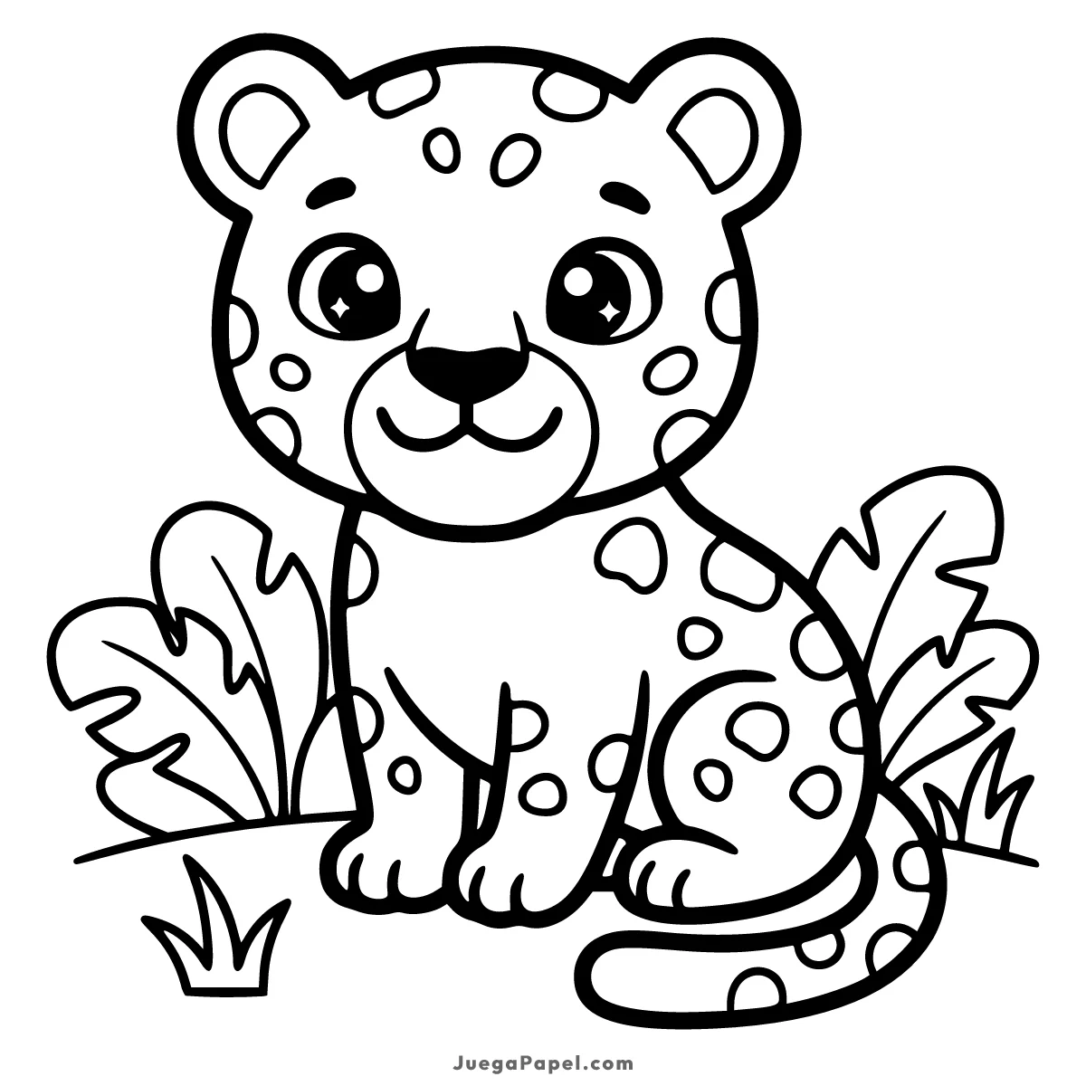 Dibujo para colorear e imprimir de Cachorro de Leopardo Tierno