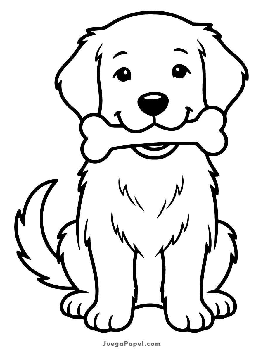 Dibujo para colorear e imprimir de Cachorro tierno con su hueso