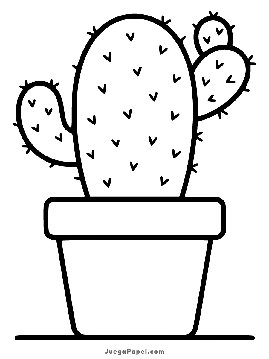 Dibujo para colorear e imprimir de Cactus en Maceta con Brazos